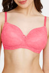 Rosaline Padded Non Wired 3/4th Coverage Lace Bra - Pink Lemonade — thumbnail 4